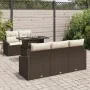 Juego de Sofá de Jardín Set de 6 Marrón Poliratán, Tela by , Outdoor sofas - Ref: Foro24-3357651, Price: 521,80 €, Discount: %