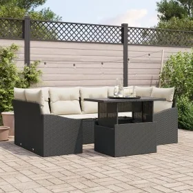 Conjunto de Sofás de Jardín Set de 7 Sofá negro con cojines crema von , Outdoor-Sofas - Ref: Foro24-3357670, Preis: 521,92 €,...