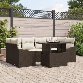 Conjunto de Sofá de Jardín Set de 7 Marrón Ratán von , Outdoor-Sofas - Ref: Foro24-3357671, Preis: 547,05 €, Rabatt: %