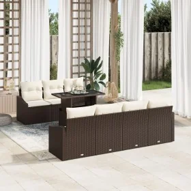 Conjunto de Sofá de Jardín Set de 8 Marrón Ratán