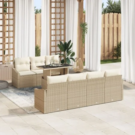 Conjunto de sofá de jardín Conjunto de 8 Beige, Blanco Ratán, Tela by , Outdoor sofas - Ref: Foro24-3357684, Price: 641,47 €,...