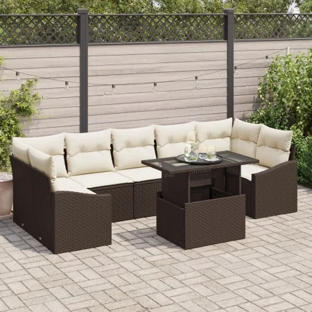Juego de Sofá de Jardín Conjunto de 8 Marrón y crema by , Outdoor sofas - Ref: Foro24-3357691, Price: 588,12 €, Discount: %