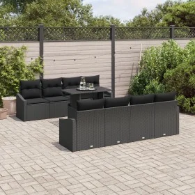 Conjunto de Sofá de Jardín 7 Piezas Negro