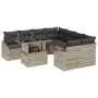 Conjunto de Sofá de Jardín Set de 9 Beige Ratán, vidrio, tela de , Sofás de exterior - Ref: Foro24-3357715, Precio: 682,15 €,...