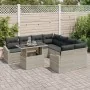 Conjunto de Sofá de Jardín Set de 9 Beige Ratán, vidrio, tela de , Sofás de exterior - Ref: Foro24-3357715, Precio: 682,15 €,...