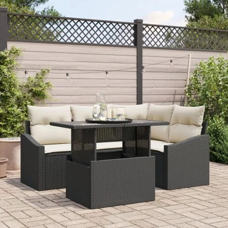 Juego de Sofá de Jardín Conjunto de 5 Negro Ratán de , Sofás de exterior - Ref: Foro24-3357730, Precio: 400,81 €, Descuento: %