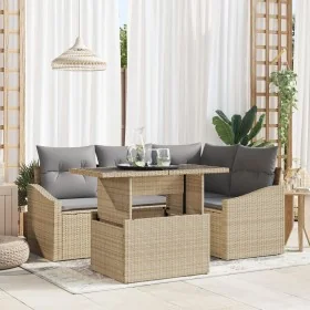 Set de Sofá de Jardín Conjunto de 5 Beige, Gris Ratán, Poliéster von , Outdoor-Sofas - Ref: Foro24-3357733, Preis: 410,48 €, ...