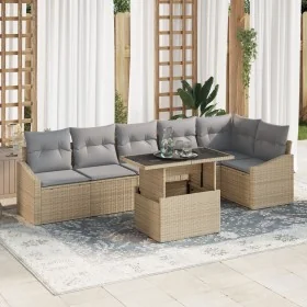 Juego de Sofá de Jardín Set de 7 Beige (estructura), Gris (cojines) by , Outdoor sofas - Ref: Foro24-3357753, Price: 528,38 €...