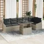 Conjunto de Sofás de Jardín de 7 Piezas con Cojines en Ratán Poliéster Gris Claro by , Outdoor sofas - Ref: Foro24-3357755, P...