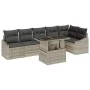 Conjunto de Sofás de Jardín de 7 Piezas con Cojines en Ratán Poliéster Gris Claro by , Outdoor sofas - Ref: Foro24-3357755, P...