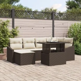Juego de sofá de jardín Conjunto de 7 Crema y marrón oscuro by , Outdoor sofas - Ref: Foro24-3357771, Price: 527,16 €, Discou...
