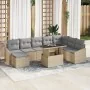 Conjunto de sofá de jardín 9 piezas Beige, Gris by , Outdoor sofas - Ref: Foro24-3357793, Price: 611,20 €, Discount: %