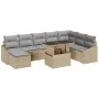 Conjunto de sofá de jardín 9 piezas Beige, Gris by , Outdoor sofas - Ref: Foro24-3357793, Price: 611,20 €, Discount: %