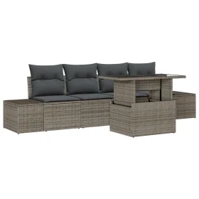 Juego de Sofá de Jardín Set de 5 Gris Ratán, Poliéster von , Outdoor-Sofas - Ref: Foro24-3357822, Preis: 401,08 €, Rabatt: %