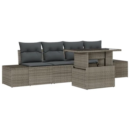 Juego de Sofá de Jardín Set de 5 Gris Ratán, Poliéster by , Outdoor sofas - Ref: Foro24-3357822, Price: 401,08 €, Discount: %