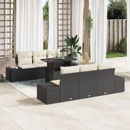 Juego de Sofá de Jardín Set de 7 Negro Ratán de , Sofás de exterior - Ref: Foro24-3357840, Precio: 595,89 €, Descuento: %