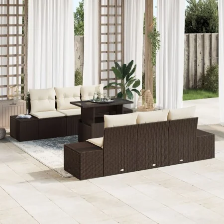Juego de Sofá de Jardín 7 Piezas Marrón Ratán Poliéster von , Outdoor-Sofas - Ref: Foro24-3357841, Preis: 616,77 €, Rabatt: %