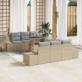 Set de Sofá de Jardín 7 Piezas Beige, Gris Ratán, Poliéster by , Outdoor sofas - Ref: Foro24-3357843, Price: 624,13 €, Discou...