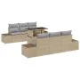 Set de Sofá de Jardín 7 Piezas Beige, Gris Ratán, Poliéster by , Outdoor sofas - Ref: Foro24-3357843, Price: 624,13 €, Discou...
