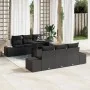 Juego de Sofá de Jardín de 7 Piezas con Cojines de Poliratán Negro de , Sofás de exterior - Ref: Foro24-3357846, Precio: 610,...