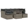 Conjunto de Sofá de Jardín Set de 7 Gris Ratán y Poliéster de , Sofás de exterior - Ref: Foro24-3357852, Precio: 537,70 €, De...
