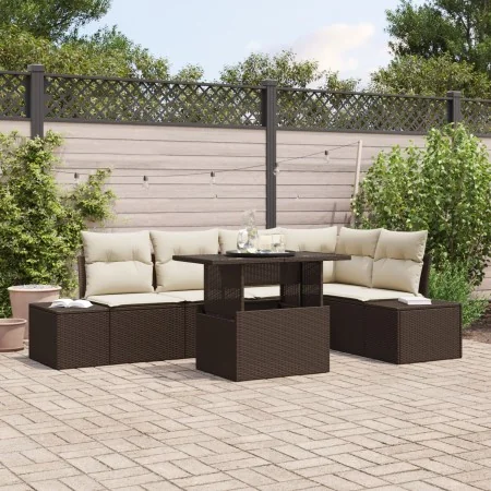 Juego de sofá de jardín 6 piezas Marrón Ratán by , Outdoor sofas - Ref: Foro24-3357921, Price: 508,94 €, Discount: -5%%