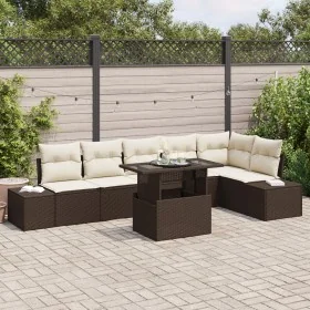 Conjunto de sofá de jardín Set de 7 Marrón Ratán de , Sofás de exterior - Ref: Foro24-3357931, Precio: 556,79 €, Descuento: -5%%