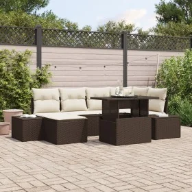 Juego de Sofás de Jardín Set de 7 Marrón Ratán, Poliéster von , Outdoor-Sofas - Ref: Foro24-3357951, Preis: 550,74 €, Rabatt:...