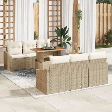 Juego de 5 Beige Natural Ratán Sintético, Poliéster by , Outdoor sofas - Ref: Foro24-3358521, Price: 601,75 €, Discount: -5%%