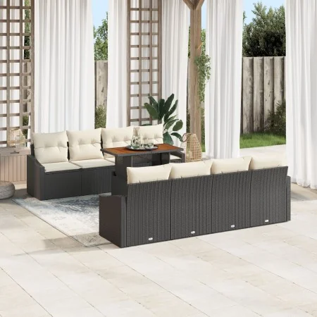 Juego de Sofás de Jardín de 7 Piezas con Cojines Negro Poliratán by , Outdoor sofas - Ref: Foro24-3358546, Price: 502,10 €, D...