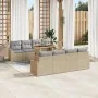 Conjunto de Sofás de Jardín de 7 Piezas con Cojines Beige de Ratán Polivalente by , Outdoor sofas - Ref: Foro24-3358548, Pric...