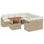 Conjunto de Sofá de Jardín de 9 Piezas con Cojines Beige de Ratán Polietileno by , Outdoor sofas - Ref: Foro24-3358556, Price...