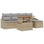 Juego de Sofás de Jardín de 6 Piezas con Cojines Beige de Ratán Poliéster by , Outdoor sofas - Ref: Foro24-3358562, Price: 43...