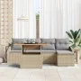 Juego de Sofás de Jardín de 6 Piezas con Cojines Beige de Ratán Poliéster by , Outdoor sofas - Ref: Foro24-3358562, Price: 43...