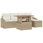 Conjunto de Sofás de Jardín de 6 Piezas con Cojines Beige Ratán Sintético by , Outdoor sofas - Ref: Foro24-3358563, Price: 47...