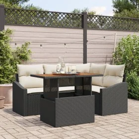 Conjunto de Sofá de Jardín de 5 Piezas con Cojines Negro Ratán Polivalente de , Sofás de exterior - Ref: Foro24-3358567, Prec...