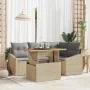 Juego de Sofá de Jardín de 5 Piezas con Cojines Beige Ratán Poliéster | Foro24.es | Tu tienda online para hogar, jardín y más Foro24.es
