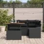 Juego de Sofá de Jardín de 5 Piezas con Cojines Negro Poliratán von , Outdoor-Sofas - Ref: Foro24-3358571, Preis: 400,21 €, R...