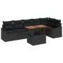Conjunto de Sofás de Jardín de 7 Piezas con Cojines Negro Ratán Poliéster de , Sofás de exterior - Ref: Foro24-3358585, Preci...