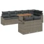 Conjunto de sofá de 9 piezas con cojines gris ratán de poliéster de , Sofás de exterior - Ref: Foro24-3358589, Precio: 680,58...
