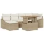 Conjunto de Sofás de Jardín de 7 Piezas con Cojines Beige de Ratán Poliéster by , Outdoor sofas - Ref: Foro24-3358598, Price:...