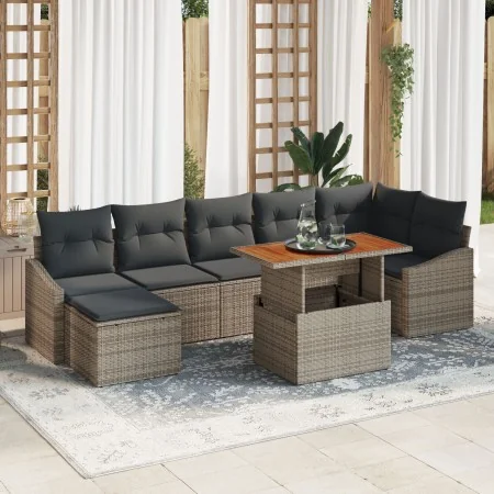Juego de Sofás de Jardín de 8 Piezas con Cojines Gris Ratán Sintético by , Outdoor sofas - Ref: Foro24-3358603, Price: 550,51...