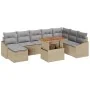 Conjunto de Sofá de Jardín de 9 Piezas con Cojines Beige Ratán | Foro24.es | Tu tienda online para hogar, jardín y más Foro24.es