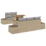 Conjunto de sofá de jardín de 6 piezas con cojines beige de ratán sintético von , Outdoor-Sofas - Ref: Foro24-3358639, Preis:...