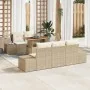Juego de Sofá de Jardín de 6 Piezas con Cojines Beige Rattan Poliéster by , Outdoor sofas - Ref: Foro24-3358640, Price: 587,6...