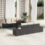 Juego de Sofá de Jardín de 7 Piezas con Cojines Negros de Ratán Sintético | Foro24.es | Tu tienda online para hogar, jardín y más Foro24.es