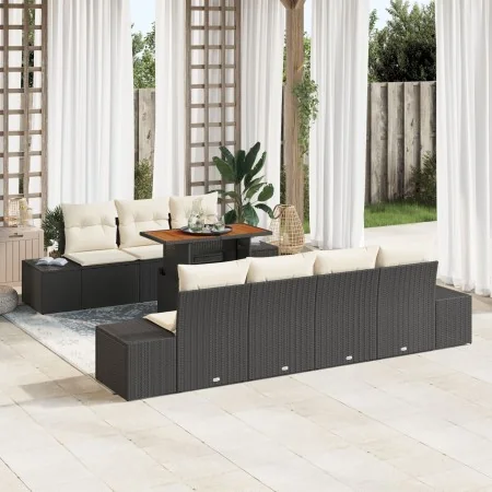 Conjunto de Sofá de Jardín de 8 Piezas con Cojines Negro de Ratán Polivalente | Foro24.es | Tu tienda online para hogar, jardín y más Foro24.es