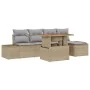 Conjunto de Sofá de Jardín 6 Piezas Beige Ratán Poliéster by , Outdoor sofas - Ref: Foro24-3358688, Price: 460,49 €, Discount: %