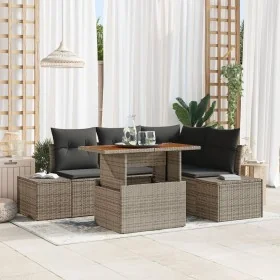 Juego de Sofás de Jardín de 5 Piezas con Cojines Gris Ratán Poliéster von , Outdoor-Sofas - Ref: Foro24-3358694, Preis: 417,8...