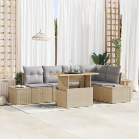 Conjunto de Sofá de Jardín de 6 Piezas con Cojines Beige Ratán Poliéster by , Outdoor sofas - Ref: Foro24-3358702, Price: 495...